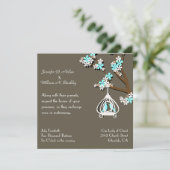 Chic Taupe met Tortelduifjes Wedding Invitation Kaart (Staand voorkant)