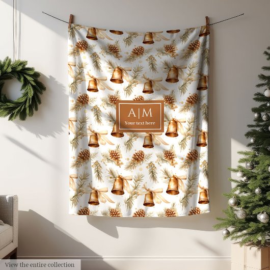 Chic taupe watercolor monogram holiday throw  fleece deken