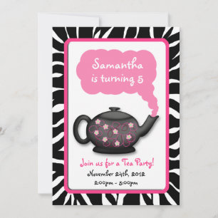 Chic Tea Time Girls Pink Birthday Party nodigt uit Kaart