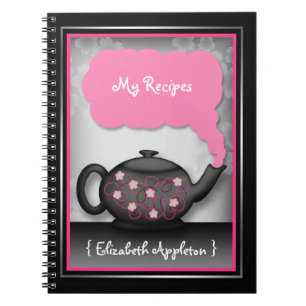 Chic Tea Time Roze & Black Recipbook Notitieboek