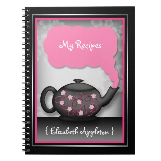 Chic Tea Time Roze & Black Recipbook Notitieboek (Voorkant)
