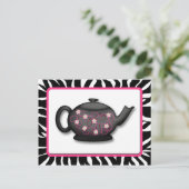 Chic Tea Time Zebra Print Recipcard Briefkaart (Staand voorkant)