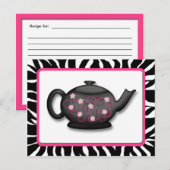 Chic Tea Time Zebra Print Recipcard Briefkaart (Voorkant / Achterkant)