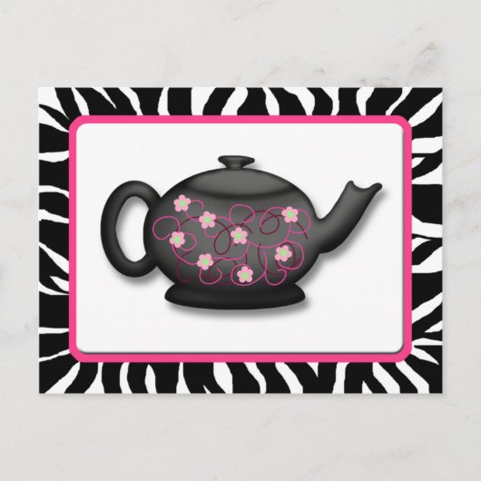 Chic Tea Time Zebra Print Recipcard Briefkaart (Voorkant)