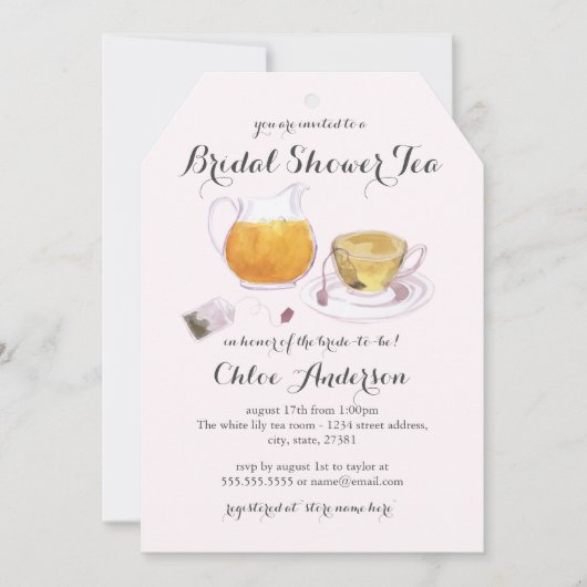 Chic Teacup Vrijgezellenfeest Tea Party nodigt uit Kaart (Voorkant)