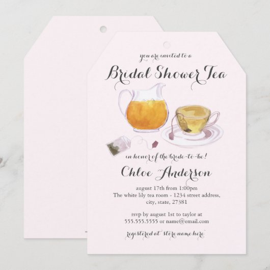 Chic Teacup Vrijgezellenfeest Tea Party nodigt uit Kaart (Voorkant / Achterkant)