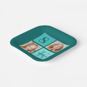 Chic Teal Birthday Party Custom Photo Collage Papieren Bordje (Gebogen)