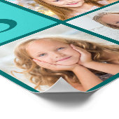 Chic Teal Birthday Party Custom Photo Collage Poster (Hoek)