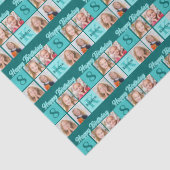 Chic Teal Birthday Party Custom Photo Collage Tissuepapier (Detail)