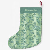 Chic Teal Floral Glitter Elegant Pattern Christmas Kleine Kerstsok (Achterkant)