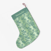 Chic Teal Floral Glitter Elegant Pattern Christmas Kleine Kerstsok (Achterkant (Hangend))
