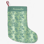 Chic Teal Floral Glitter Elegant Pattern Christmas Kleine Kerstsok (Voorkant)