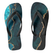 Chic Teal Gold Glitter Agate Custom Monogram Teenslippers (Voetbed)