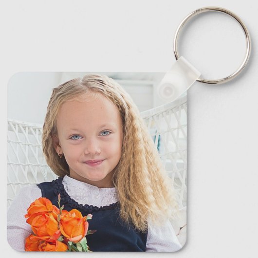 Chic Teal Photo Collage Personalized Sleutelhanger (Achterkant)