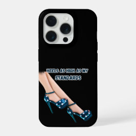 Chic Teal Polka Dot High Heels & Quote iPhone Case iPhone 15 Pro Case