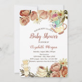 Chic Teapot Tea cup Flowers Baby shower Kaart (Voorkant)