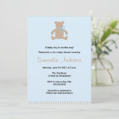 Chic Teddy Bear Baby shower Invitation - Boy Kaart (Staand voorkant)