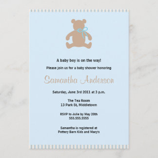 Chic Teddy Bear Baby shower Invitation - Boy Kaart
