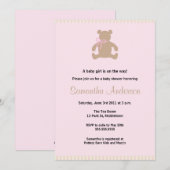 Chic Teddy Bear Baby shower Invitation - Girl Kaart (Voorkant / Achterkant)