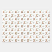  Chic Teddy Bear met Balonese Greenery Gold Inpakpapier Vel (Voorkant)