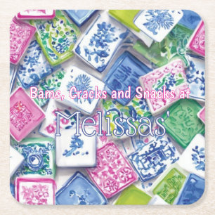 Chic Tegel Bams Cracks Snacks Aangepaste Mahjong Kartonnen Onderzetters