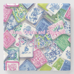 Chic Tegel Bams Cracks Snacks Aangepaste Mahjong Stenen Onderzetter
