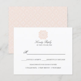 Chic Tegels elegant PINK WEDDING REPLY, menuoptie