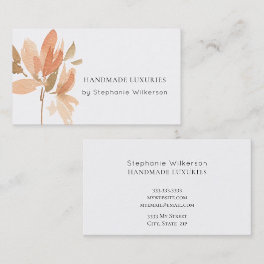 Chic Terra Cotta Waterverf Floral Visitekaartje (Voorkant / Achterkant)