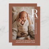 Chic Terracotta Baby Photo Birth Announcement Aankondiging (Voorkant / Achterkant)