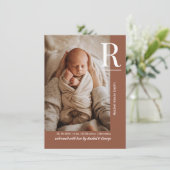 Chic Terracotta Baby Photo Birth Announcement Aankondiging (Staand voorkant)