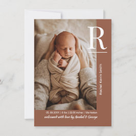Chic Terracotta Baby Photo Birth Announcement Aankondiging