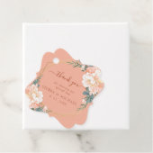 Chic Terracotta Blush Peach Gold Floral Wedding Bedankjes Labels (In situ)
