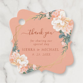 Chic Terracotta Blush Peach Gold Floral Wedding Bedankjes Labels
