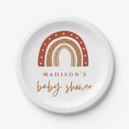 Chic Terracotta Boho Rainbow Baby shower Papieren Bordje