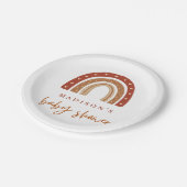 Chic Terracotta Boho Rainbow Baby shower Papieren Bordje (Gekanteld)