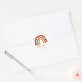 Chic Terracotta Boho Rainbow Baby shower Ronde Sticker (Envelop)