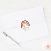 Chic Terracotta Boho Rainbow Baby shower Ronde Sticker (Envelop)