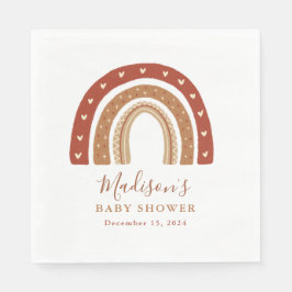 Chic Terracotta Boho Rainbow Baby shower Servet