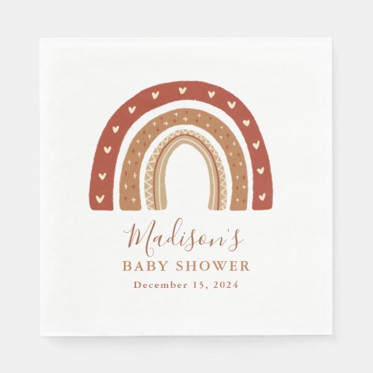 Chic Terracotta Boho Rainbow Baby shower Servet (Voorkant)