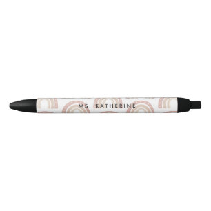 Chic Terracotta Boho Rainbow Dank je cadeautje Zwarte Inkt Pen