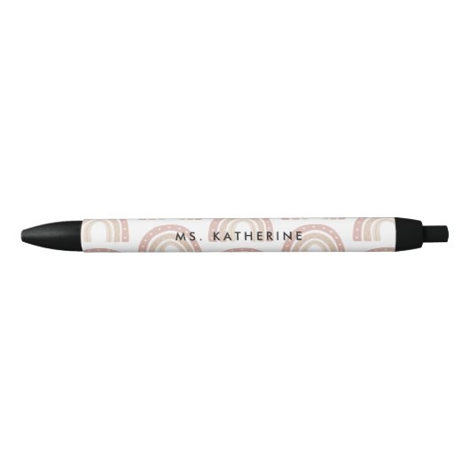 Chic Terracotta Boho Rainbow Dank je cadeautje Zwarte Inkt Pen (Voorkant)