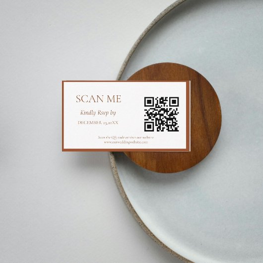 Chic Terracotta Botanische kam monogram bruiloft Informatiekaartje