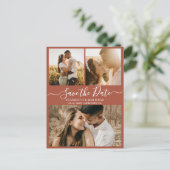 Chic Terracotta de Foto collage sparen de Datum va Aankondigingskaart (Staand voorkant)