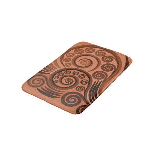 Chic Terracotta Fern Frond Swirl Bath Mat (Gekanteld)