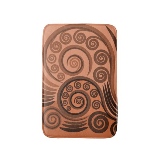 Chic Terracotta Fern Frond Swirl Bath Mat (Voorkant Verticaal)