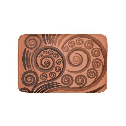 Chic Terracotta Fern Frond Swirl Bath Mat (Voorkant)