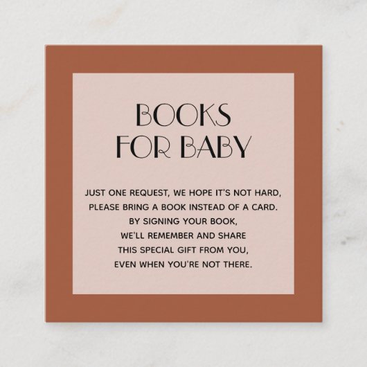 Chic Terracotta Gender Neutral Baby Book Request Informatiekaartje (Voorkant)