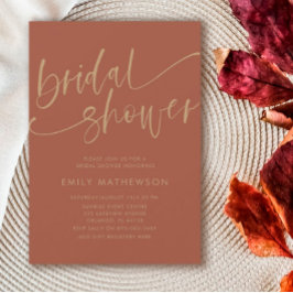 Chic Terracotta & Gold Calligraphy Vrijgezellenfee Kaart