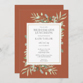 Chic Terracotta Gold Greenery Bridesmaids Luncheon Kaart (Voorkant / Achterkant)