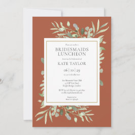 Chic Terracotta Gold Greenery Bridesmaids Luncheon Kaart